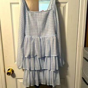Madden Girl Baby blue and White checkered dress Size Large
